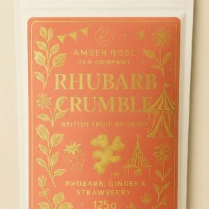 Rhubarb Crumble - Rhubarb, apple & strawberry fruit infusion. 125g loose leaf/Approx. 33 cups