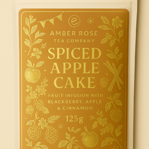 Spiced Apple Cake - Apple, blackberry & cinamon fruit infusion. 125g loose leaf/Approx. 33 cups (Copy)
