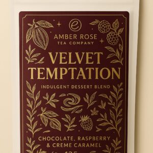 Velvet Temptation - Black & Oolong Teas, Chocolate, Raspberry & Cream Caramel. 125g loose leaf/Approx. 33 cups